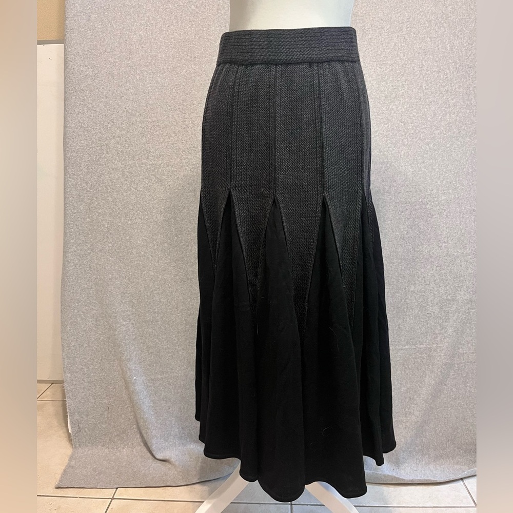 Fusun Merino Wool Skirt Women’s Size S Art to Wear A-line Black Gray Midi Ankle - Picture 3 of 12